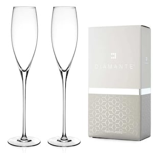 Two Elegance champagne flute glasses