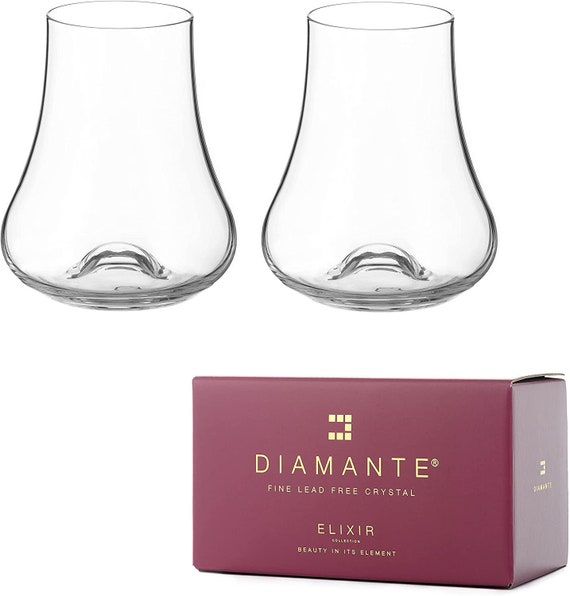 DIAMANTE Rum & Whisky Probiergläser – 2 Stück, Kristall, In Geschenkbox