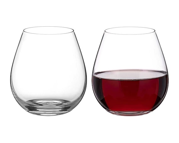 DIAMANTE Stemless Red Wine Glasses Pair moda Undecorated Crystal