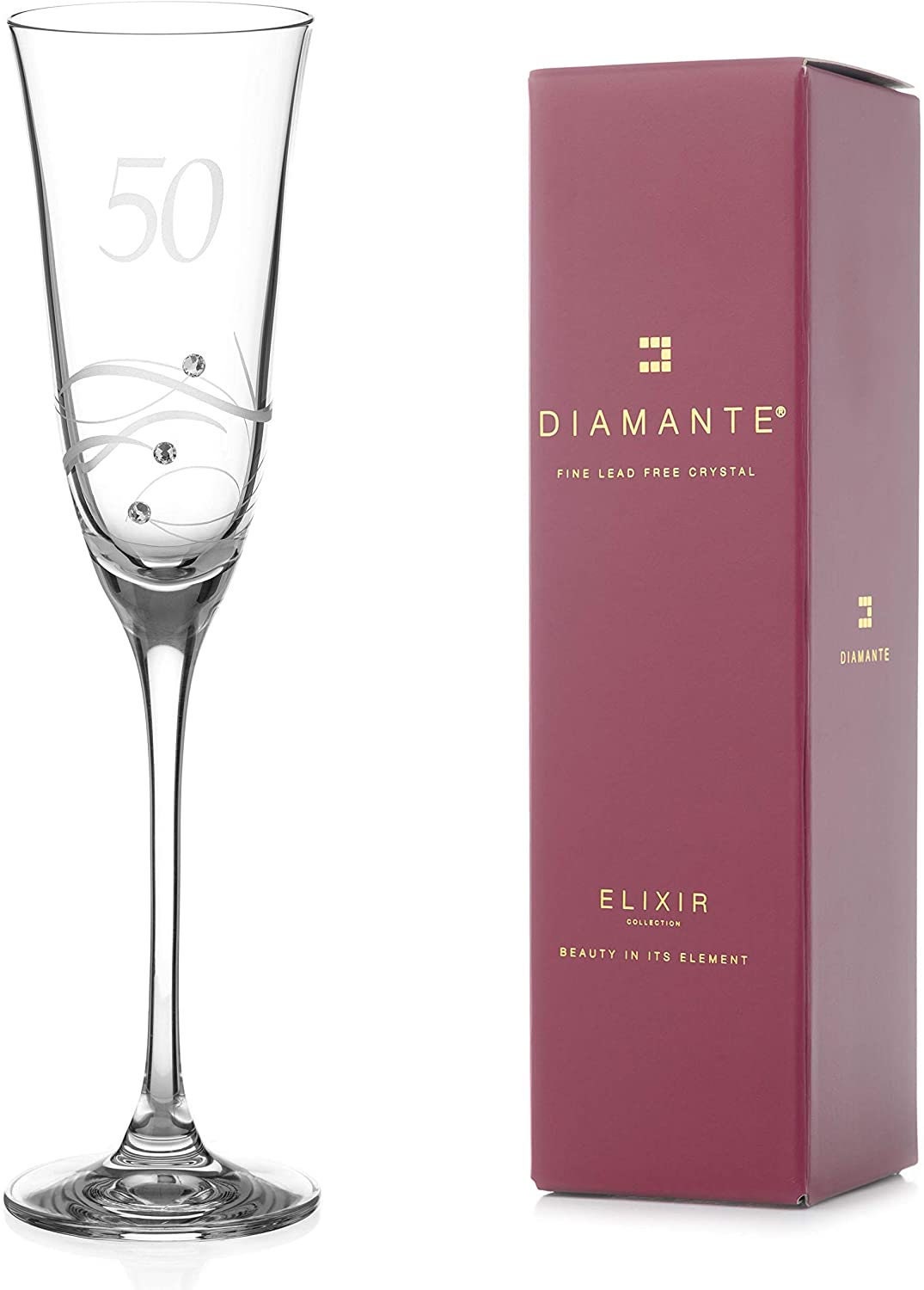 DIAMANTE Swarovski 50th Birthday Champagne Glass Single Etsy