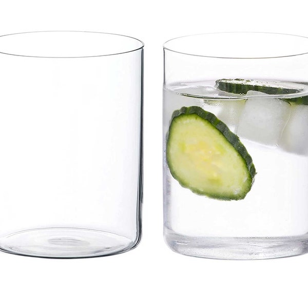 DIAMANTE Crystal Glass Tumbler Pair-'Air'-Light&Thin-Walled Drinking Glasses -Ideal All Rounders, Iced Coffee, Cocktails, Water, Soft Drinks