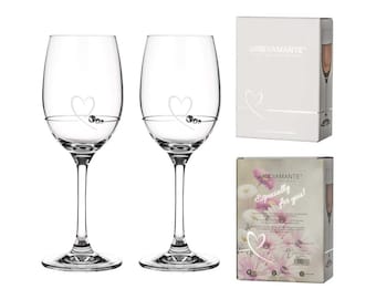 Copa de vino Petit Heart con diseño grabado y adornada con cristales Swarovski