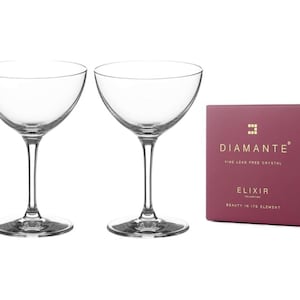 DIAMANTE Mini Cocktail Coupes Crystal Glasses 140ml - Set of 2