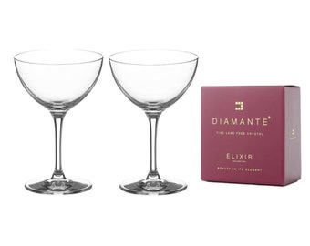 DIAMANTE Mini Cocktail Coupes Crystal Glasses 140ml - Set of 2