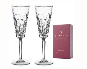 Flûtes à champagne à prosecco en cristal DIAMANTE - « Quartz » - Cristal sans plomb de qualité supérieure - Lot de 2