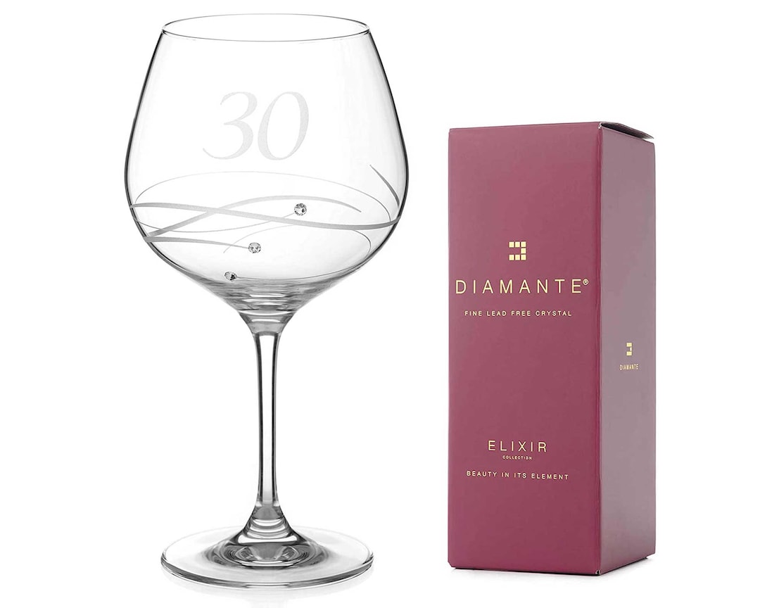 DIAMANTE Swarovski 30th Birthday or Anniversary Gin Copa – Single