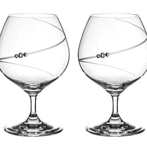 Par de copas de coñac y brandy Swarovski DIAMANTE: diseño de silueta tallado a mano adornado con cristales Swarovski