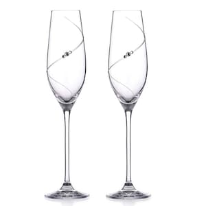 Silhouette Champagne Flutes Adorned with Swarovski Crystals - Set of 2
