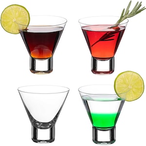 DIAMANTE Martini Cocktailgläser - 4 Stemless Kristallbecher für Martini oder Mojito - Kollektion &#39;Auris&#39; - 4er Set