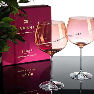 Pink Silhouette Gin Glass Adorned with Swarovski Crystals - Set of 2