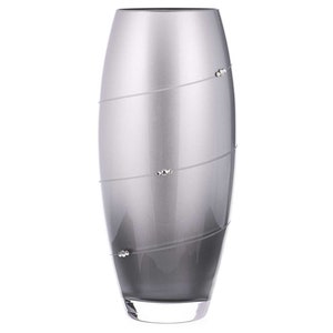 DIAMANTE Swarovski Metallic Silver Silhouette Barrel Bullet Vase with Swarovski Crystals - 30 cm