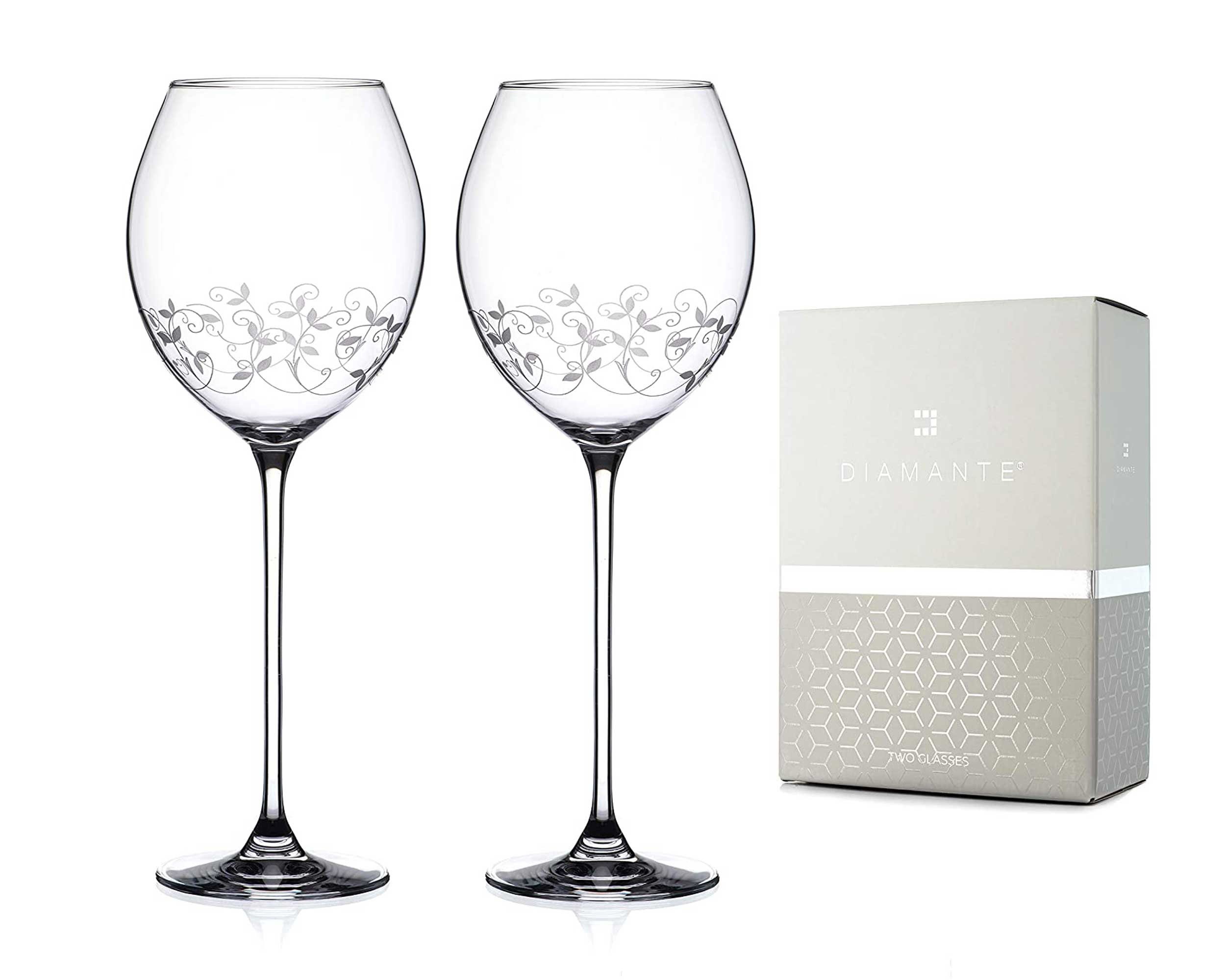 DIAMANTE Prosecco Glasses Set Of 4 - Plain Undecorated Crystal Prosecco Glasses Made From Premium Lead Free Crystal - Set Of 4 - UK