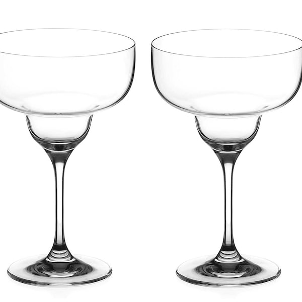 DIAMANTE Crystal Margarita Glasses Pair - ‘Auris’ Collection Undecorated Crystal – Gift Box of 2 Premium Margarita Glasses