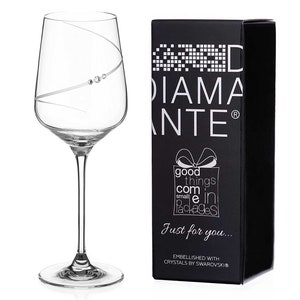 DIAMANTE Swarovski Red Wine Glass - &#39;Just for You&#39; Hand Cut Design Embellished with Swarovski Crystals - Single Gift Glass