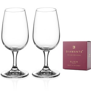 DIAMANTE Port and Wine Tasting Glasses - &#39;Auris&#39; Collection Undecorated Crystal - Set of 2 Standardised Degustation Wine Tasting Glasses