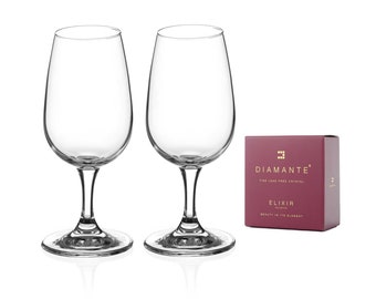 DIAMANTE Port- en wijnproefglazen - 'Auris'-collectie Onversierd kristal - Set van 2 gestandaardiseerde degustatiewijnproefglazen