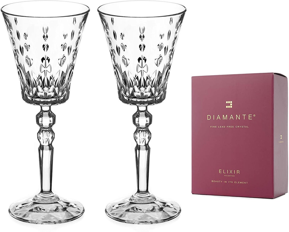 DIAMANTE Crystal White Wine Glasses 'marbella' Etsy