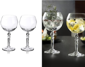 DIAMANTE Gin Copa Glasses Pair 'Mixologist' - Zestaw 2 kryształowych szklanek do ginu idealnych do koktajli - Burgundowe pudełko prezentowe