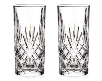DIAMANTE Chatsworth Highball Tumbler - Perfect for Whisky, Water and Cocktails - Premium Lead Free Crystal - Set of 2