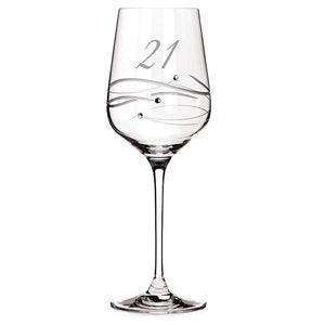 DIAMANTE 21st Birthday Wine Glass - &#39;&#39;Just for You&quot; - Single Wine Glass Present in Gift Box