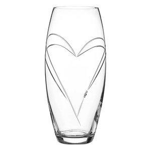DIAMANTE Herz in Herz Hand geschliffene Kristall Barrel Vase mit Swarovski Kristallen 30 cm - Perfektes Geschenk