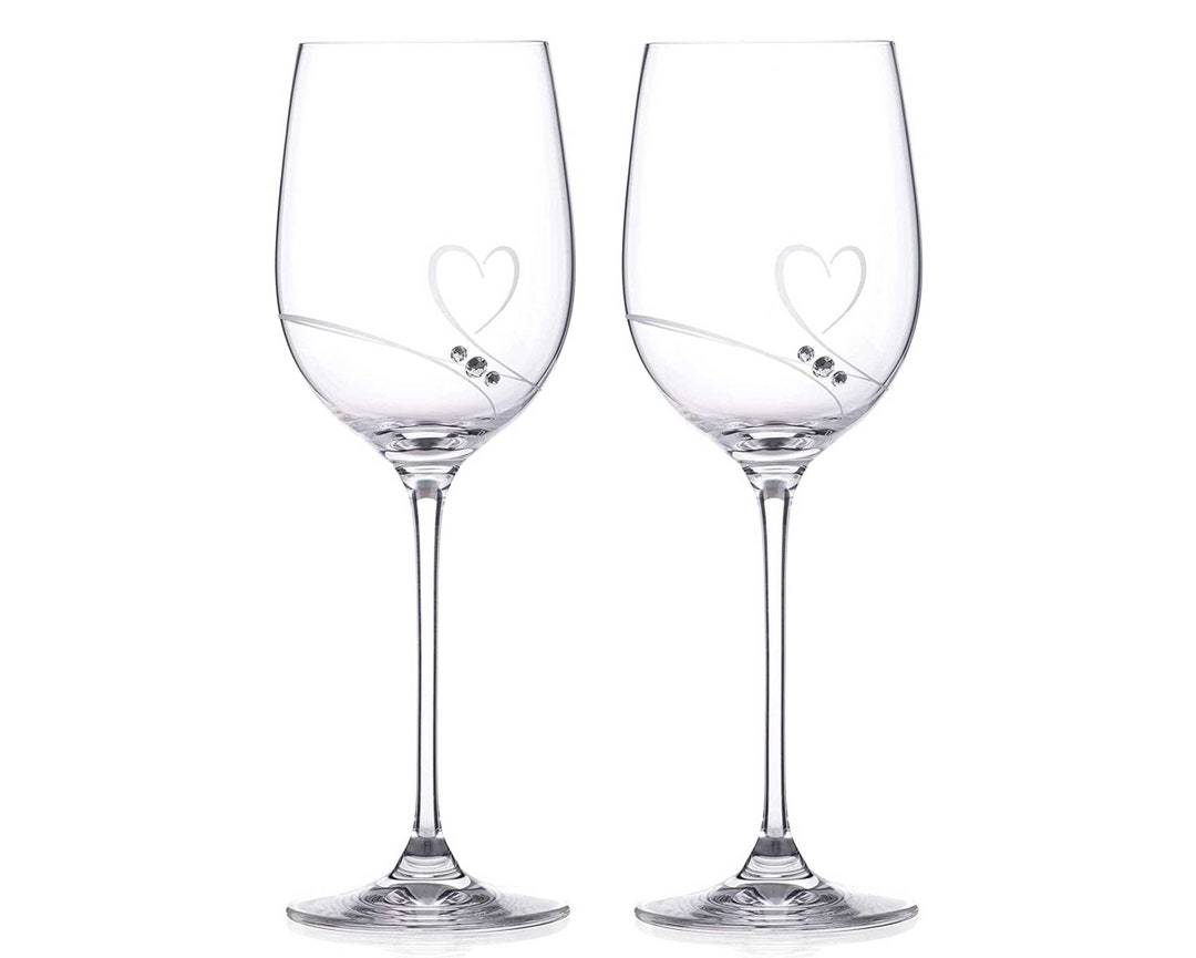 Romance Crystal Red Wine Glasses Set of 2 Etsy