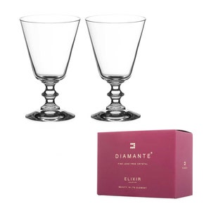 Crystal Red Wine Glasses Pair &#39;Elizabeth&#39;, Vintage Style, Lead Free Crystal, Set of 2