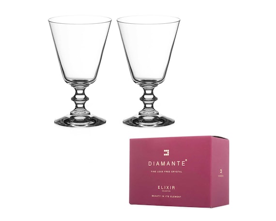 Crystal Red Wine Glasses Pair 'elizabeth', Vintage Style, Lead