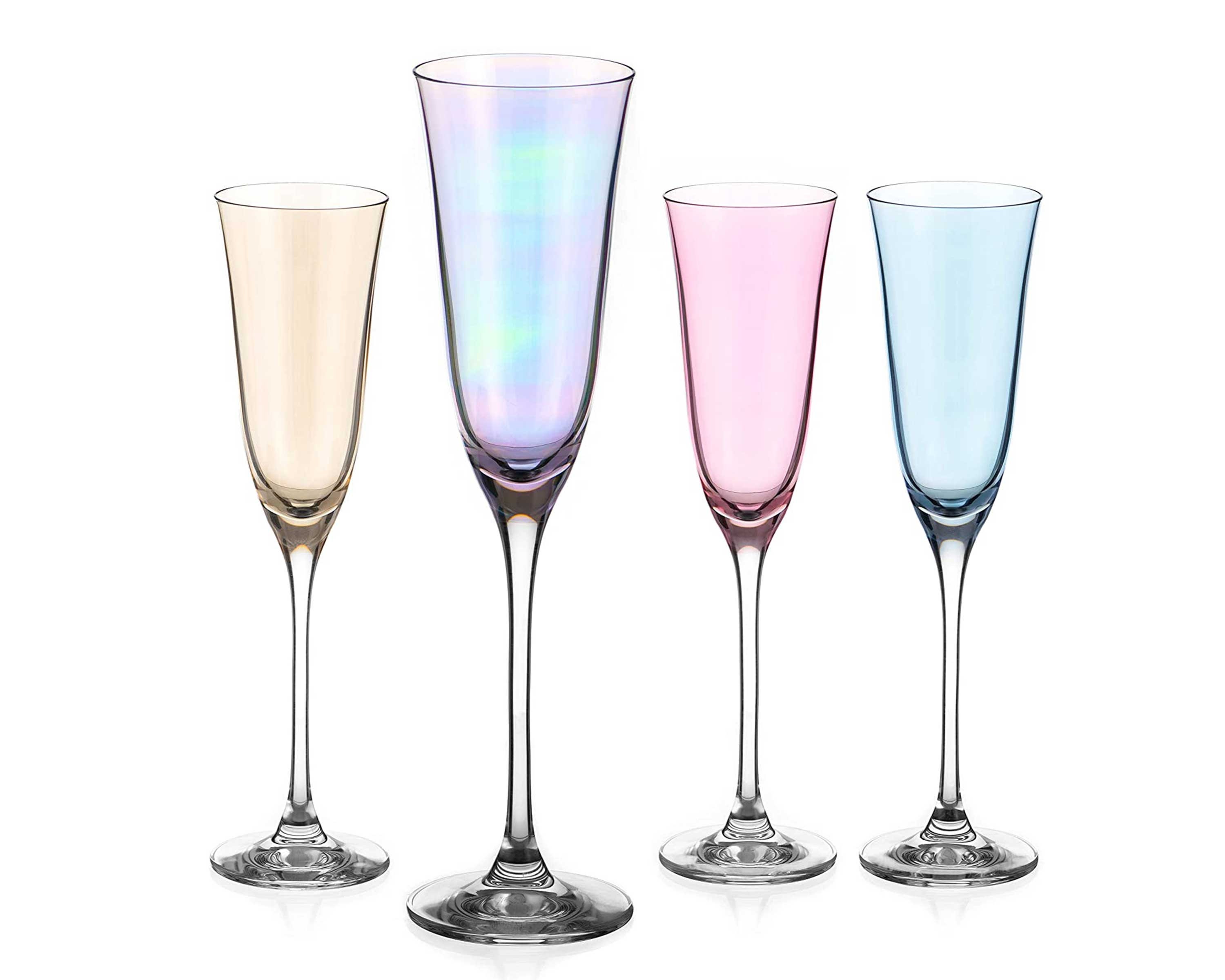 Viski Gold-Rimmed Crystal Champagne Flutes - Premium Crystal Clear