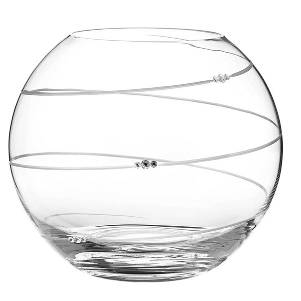 Diamante Sphere Vase with Hand Cut Swirl with Swarovski crystals - 20cm