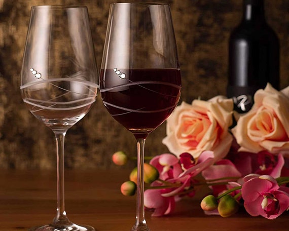 Coppia di bicchieri da vino rosso Swarovski DIAMANTE 'Venezia' impreziositi  da cristalli Swarovski Set di 2 -  Italia