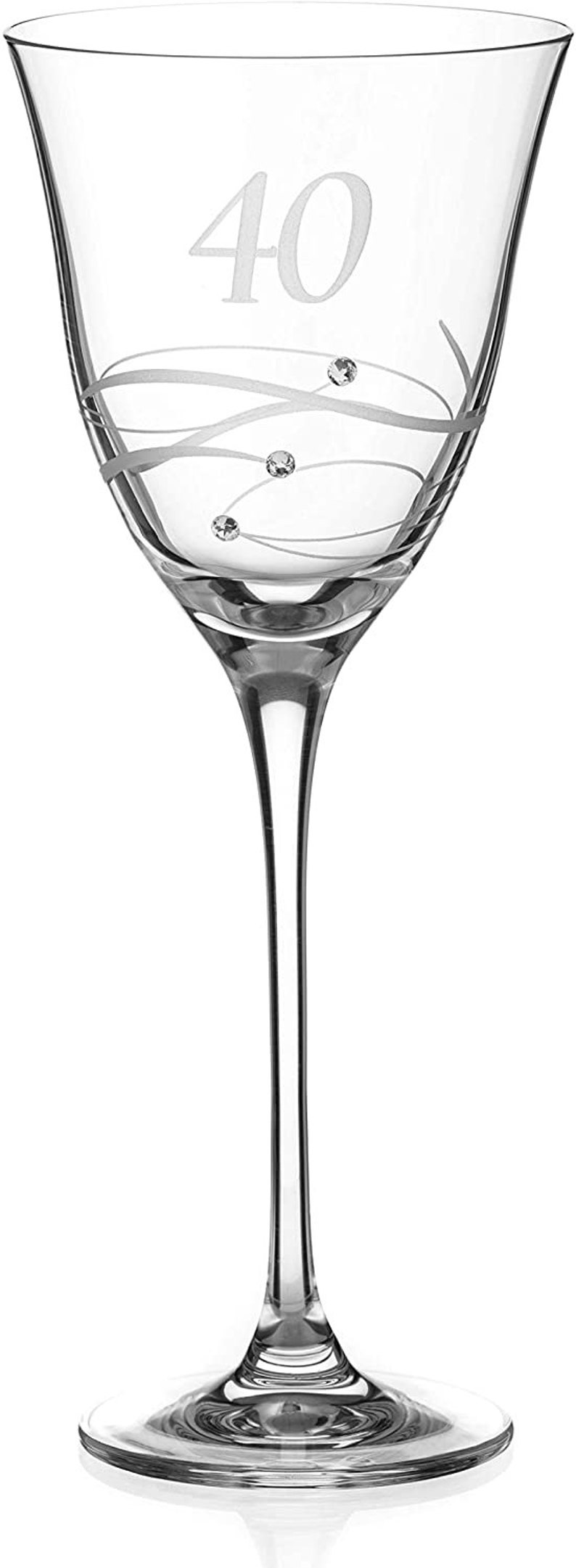 DIAMANTE Swarovski 40th Birthday Wine Glass Single Crystal Wine Glass with a Hand Etched 40 Embellished with Swarovski Crystals image 2