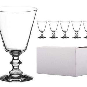 Crystal Red Wine Glasses &#39;Elizabeth&#39;, Vintage Style, Lead Free Crystal. Set of 6