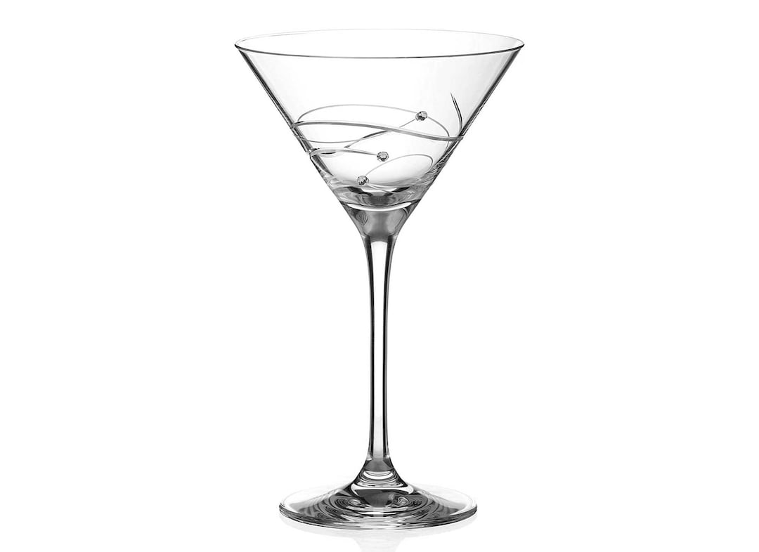 DIAMANTE Swarovski Martini Glass 'spiral' Hand Cut Design Embellished