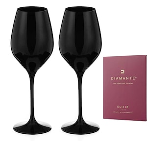 DIAMANTE Black Crystal Glasses - &#39;Ghost Black’ Collection (Wine Glasses)