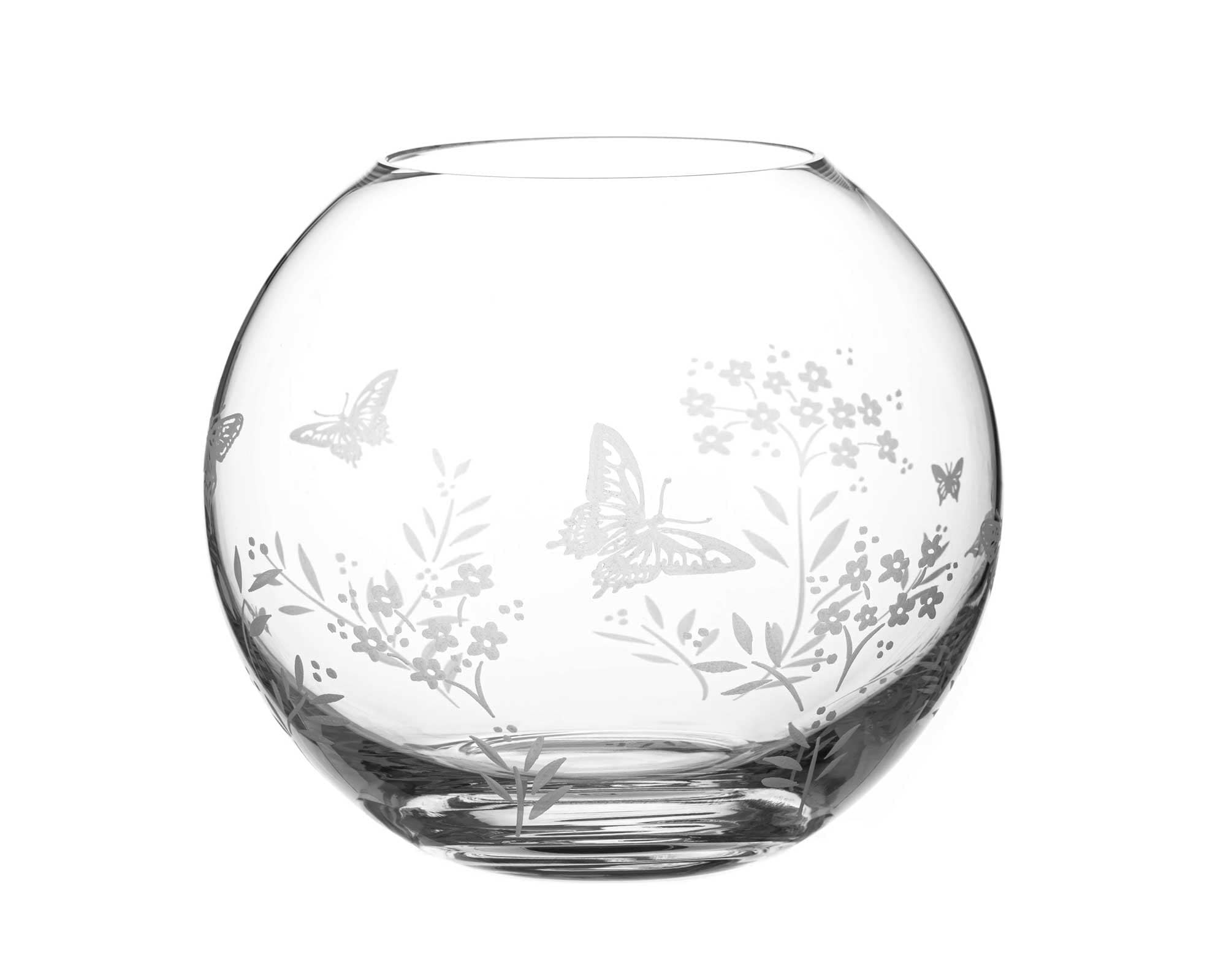 Decorative Butterfly Crystal Sphere Glass Fish Bowl Vase 18cm Etsy
