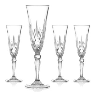 DIAMANTE Chatsvalent Champagner Prosecco Flöten - Hergestellt aus Premium Bleifreien Kristall - 4er Set