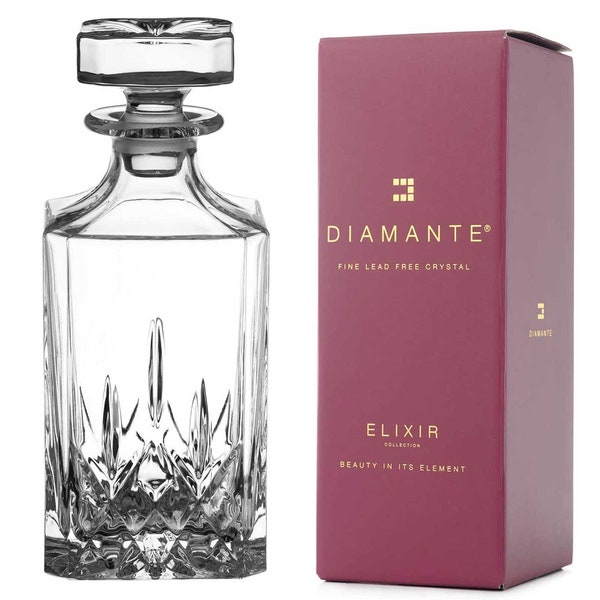 Carafe à whisky DIAMANTE Collection « Dorchester » | Carafe en cristal 750 ml | Coffret cadeau