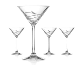 Soho Martini Glasses Adorned with Swarovski Crystals - Set of 4