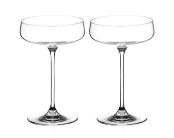 DIAMANTE Champagne Cocktail Saucers Pair - ‘Auris’ Collection Undecorated Crystal - Set of 2