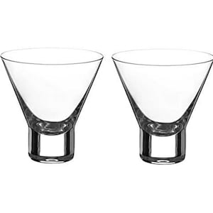 DIAMANTE Martini Cocktail Glasses - Stemless Crystal Tumblers for Martini or Mojito - ‘Auris’ Collection – Set of 2