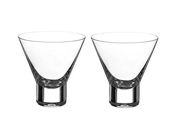 Copas de cóctel DIAMANTE Martini - Vasos de cristal sin tallo para martini o mojito - Colección 'Auris' - Juego de 2