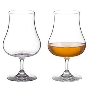 DIAMANTE Rum Glasses Pair - ‘Auris’ Collection Undecorated Crystal – Gift Box of 2 Speciality Rum Snifters
