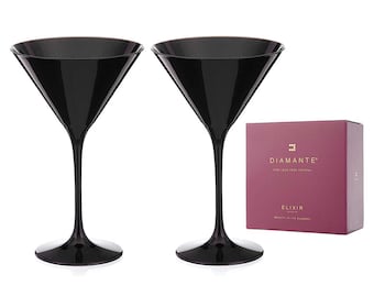 DIAMANTE Black Crystal Glasses - 'Ghost Black’ Collection (Martini Glasses)