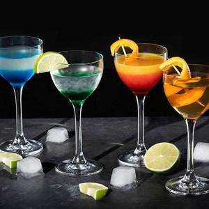 DIAMANTE Crystal Mini Cocktail Coupes 150 ml Aperitif Digestif Glasses Port Long Stem Shot Glasses - ‘Auris’ Collection - Set of 4