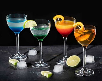 DIAMANTE Crystal Mini Cocktail Coupes 150 ml Aperitif Digestif Glasses Port Long Stem Shot Glasses - ‘Auris’ Collection - Set of 4