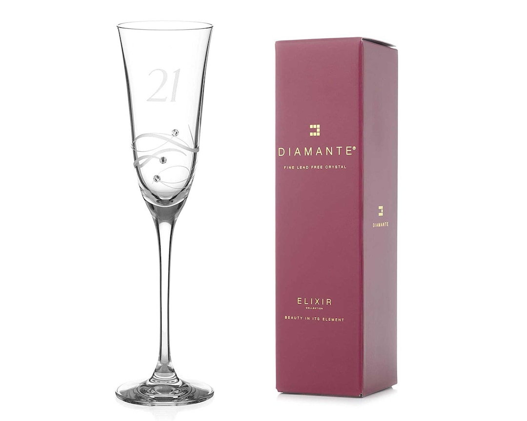 18th Birthday Spiral Champagne Flute Adorned With Crystals By Swarovski® | Diamante Home