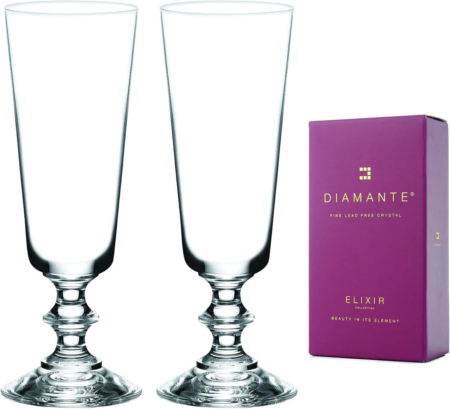 DIAMANTE クリスタル シャンパンフルートグラス ペア「エリザベス