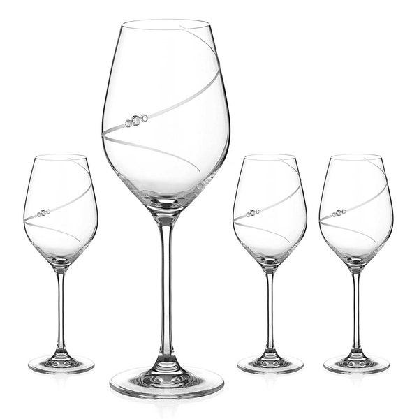 DIAMANTE Verres à vin blanc Silhouette ornés de cristaux Swarovski - Lot de 4