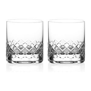 DIAMANTE Grosvenor Crystal Whisky Tumblers - Hand Cut Traditional Cut Lead Free Crystal Glasses - Set of 2-310ml